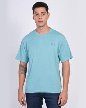 men brand print regular fit crew-neck t-shirt