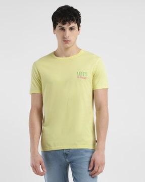 men brand print regular fit crew-neck t-shirt