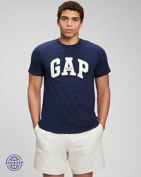 men brand print regular fit crew-neck t-shirt