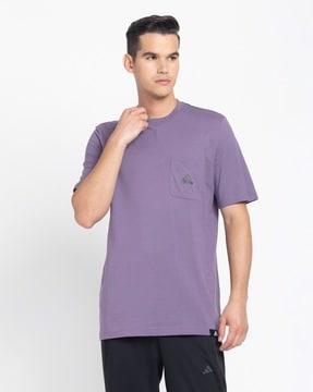 men brand print regular fit crew-neck t-shirt