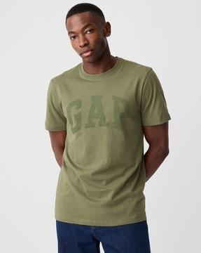 men brand print regular fit crew-neck t-shirt