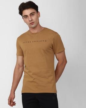 men brand print regular fit crew-neck t-shirt