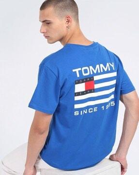 men brand print regular fit crew-neck t-shirt