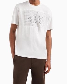 men brand print regular fit crew-neck t-shirt