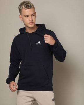 men brand print regular fit hoodie