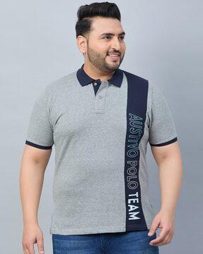 men brand print regular fit polo t-shirt