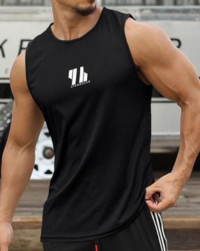 men brand print regular fit round-neck t-shirt