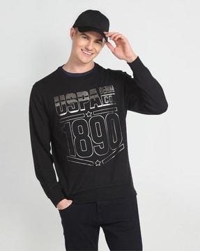 men brand print regular fit sweatshirt