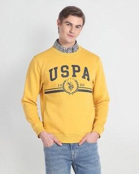 men brand print regular fit sweatshirt