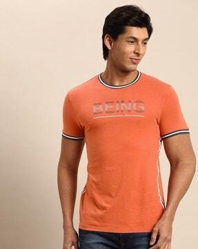 men brand print regular fit t-shirt