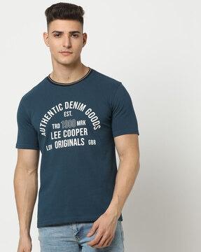 men brand print relaxed fit crew-neck t-shirt