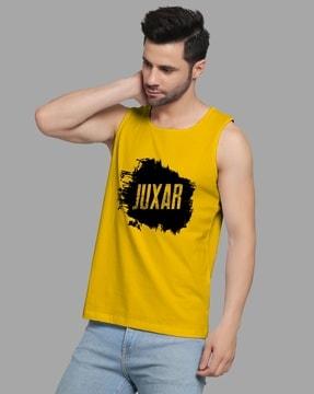 men brand print round-neck vest