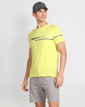 men brand print slim fit crew-neck t-shirt