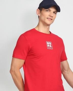 men brand print slim fit crew neck t-shirt