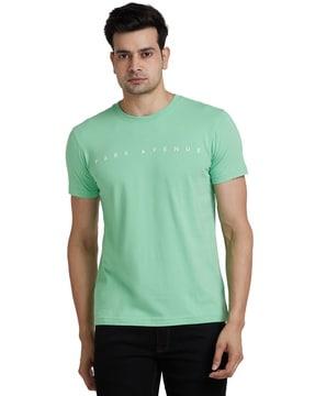 men brand print slim fit crew-neck t-shirt