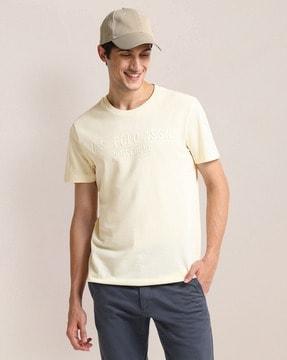 men brand print slim fit crew-neck t-shirt