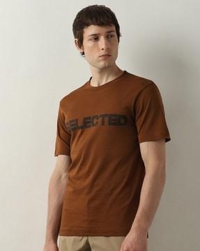 men brand print slim fit crew-neck t-shirt