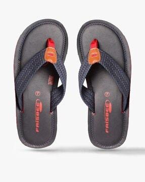 men brand print thong-strap flip-flops