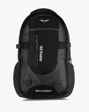 men brand print travel backpack with adjustable straps
