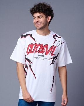 men brand with lightening print oversized t-shirt