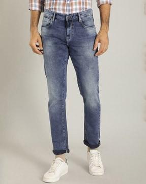 men brooklyn heavily washed slim fit jeans