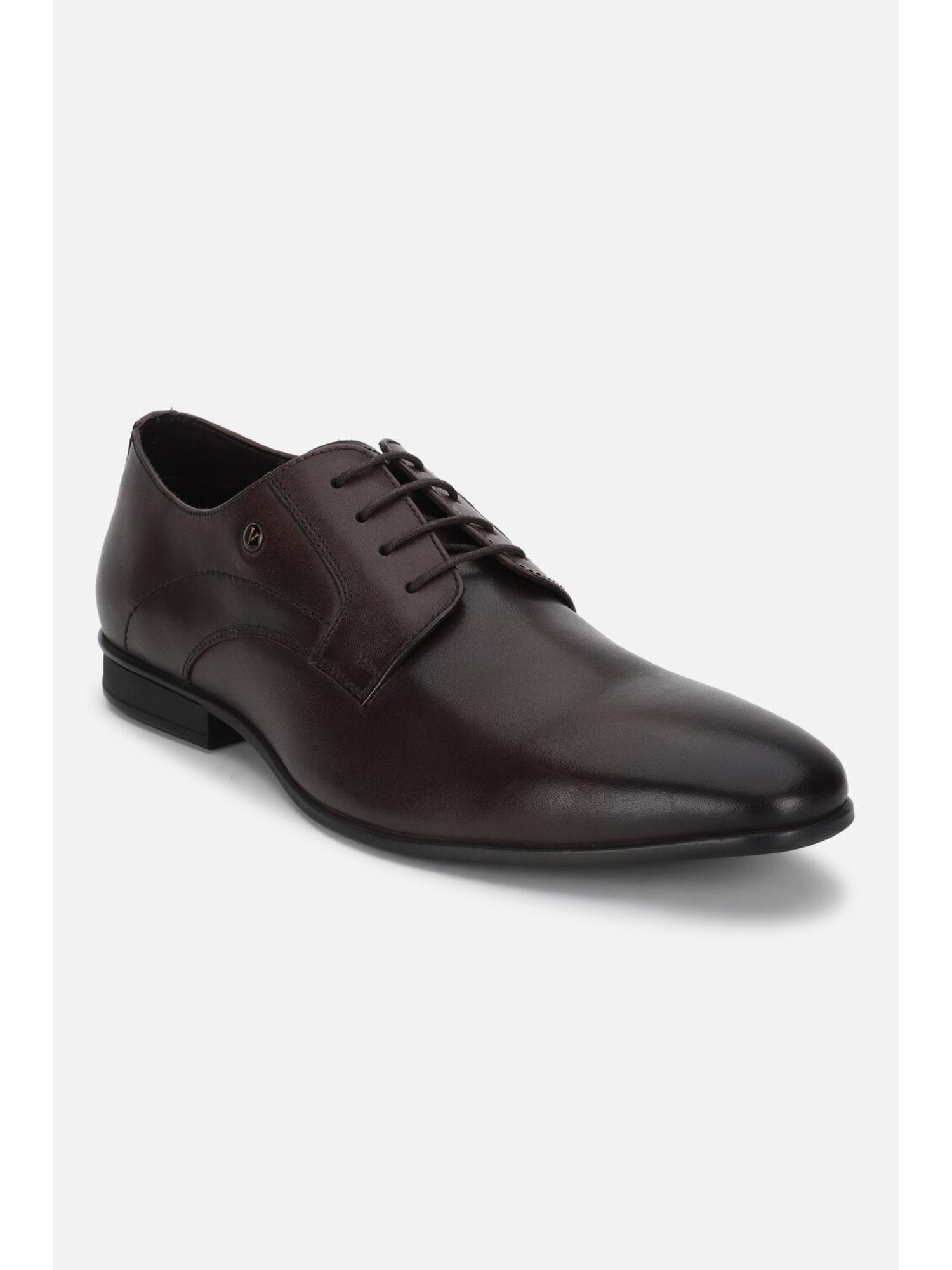 men brown formal oxford shoes