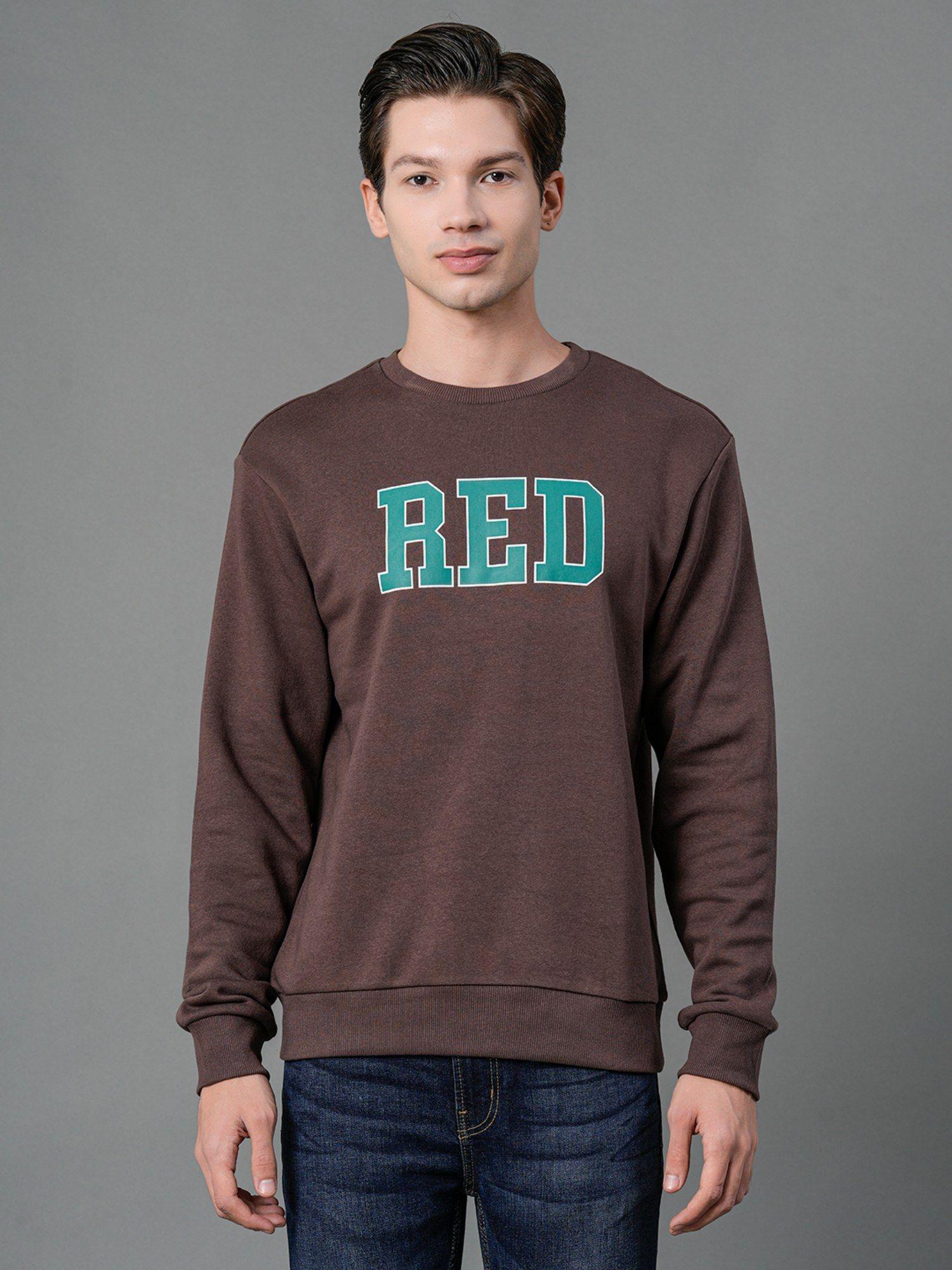 men brown graphic print sweatshirt