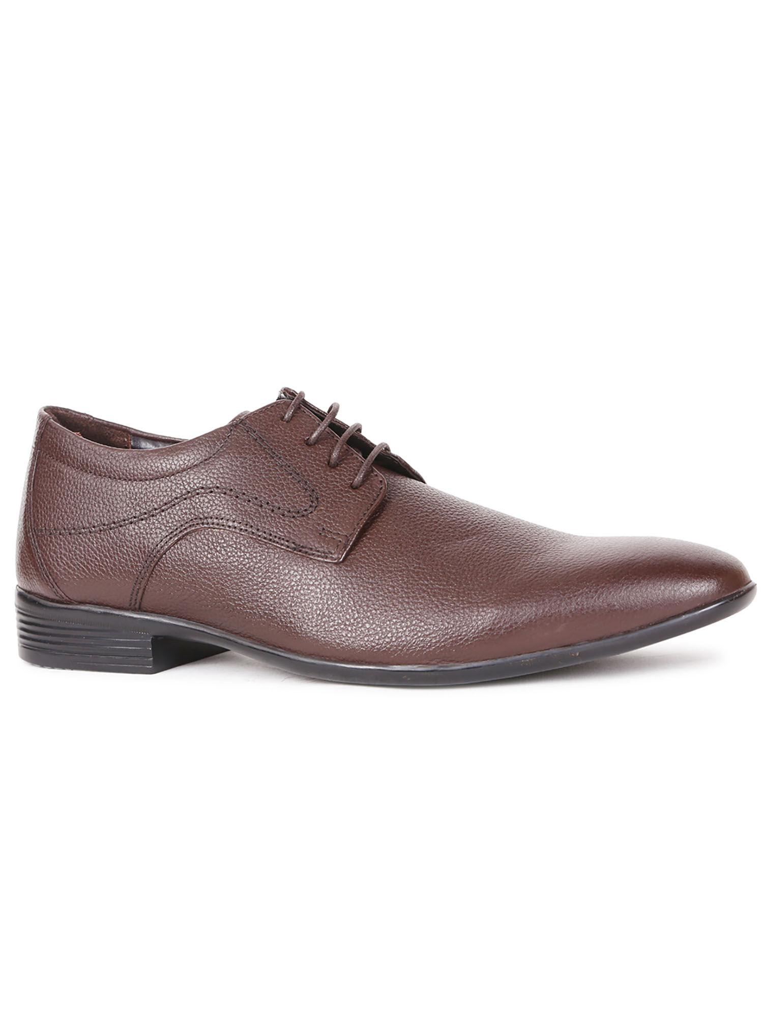 men brown lace-up formal shoes