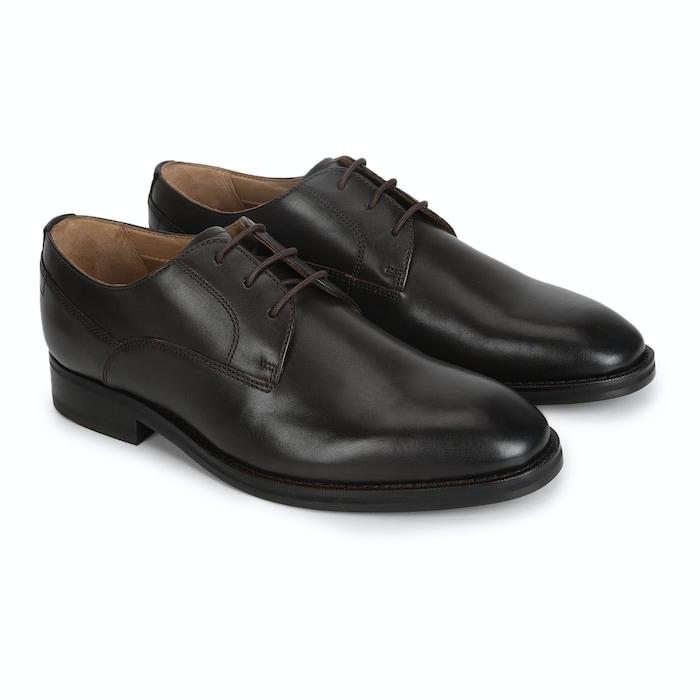 men brown leather derby shoes