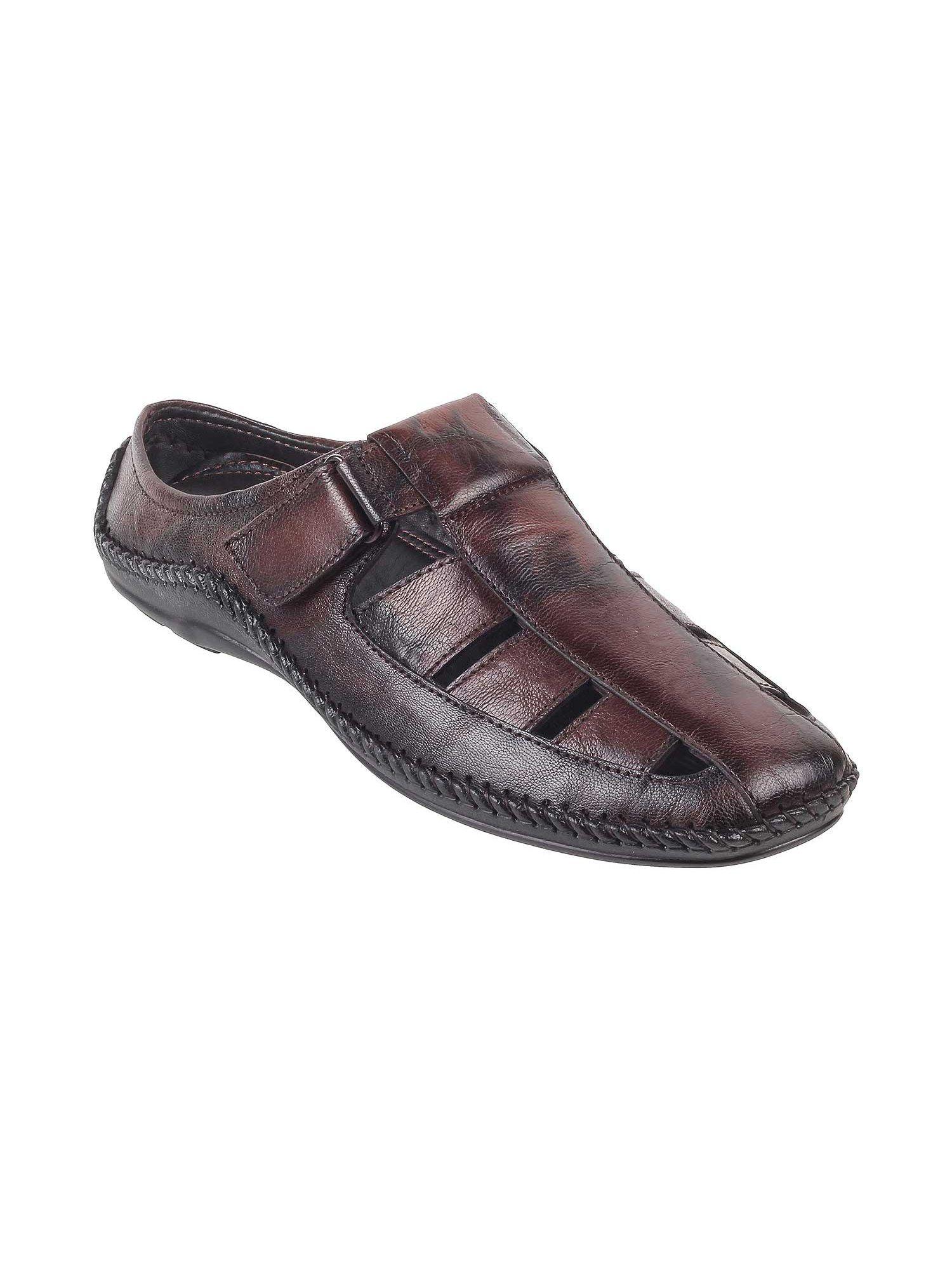 men brown leather sandals