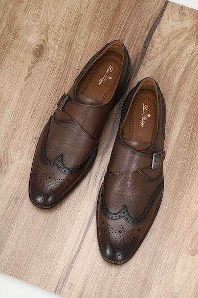 men brown leather slip ons