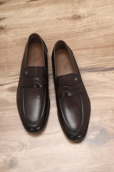 men brown leather slip ons