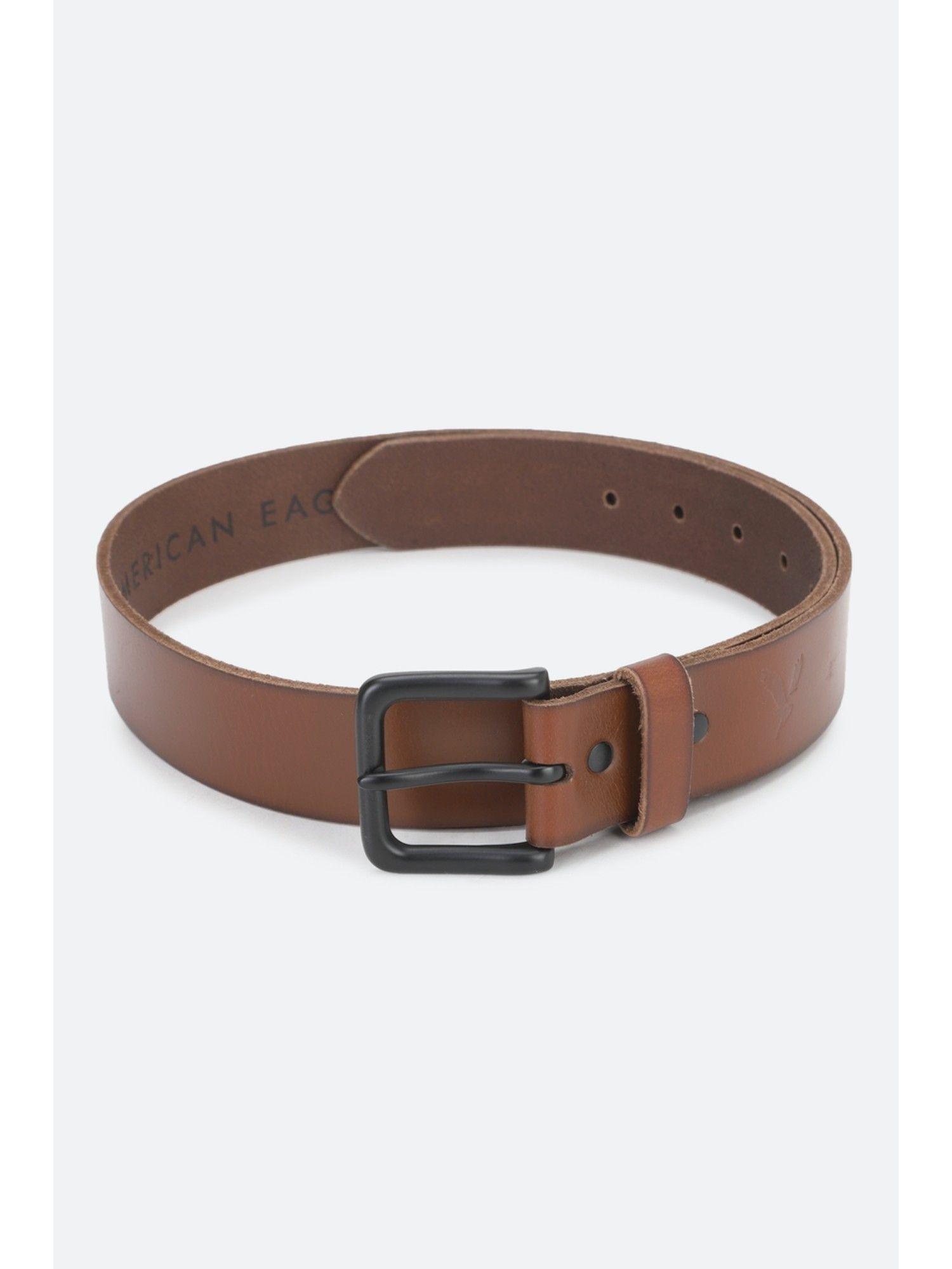 men brown matte leather belt