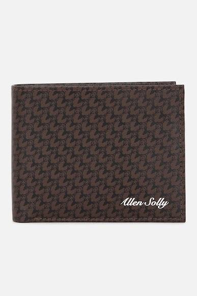 men brown print genuine leather wallet