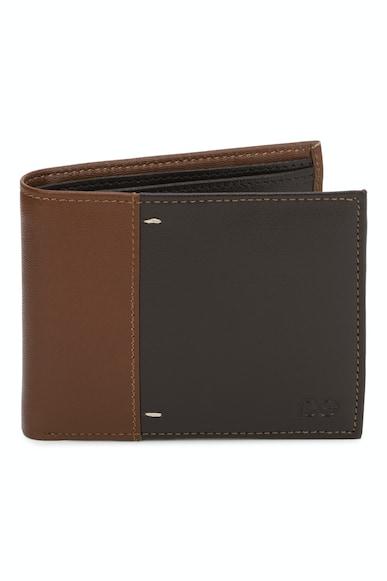 men brown print genuine leather wallet