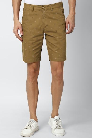 men brown print regular fit casual shorts