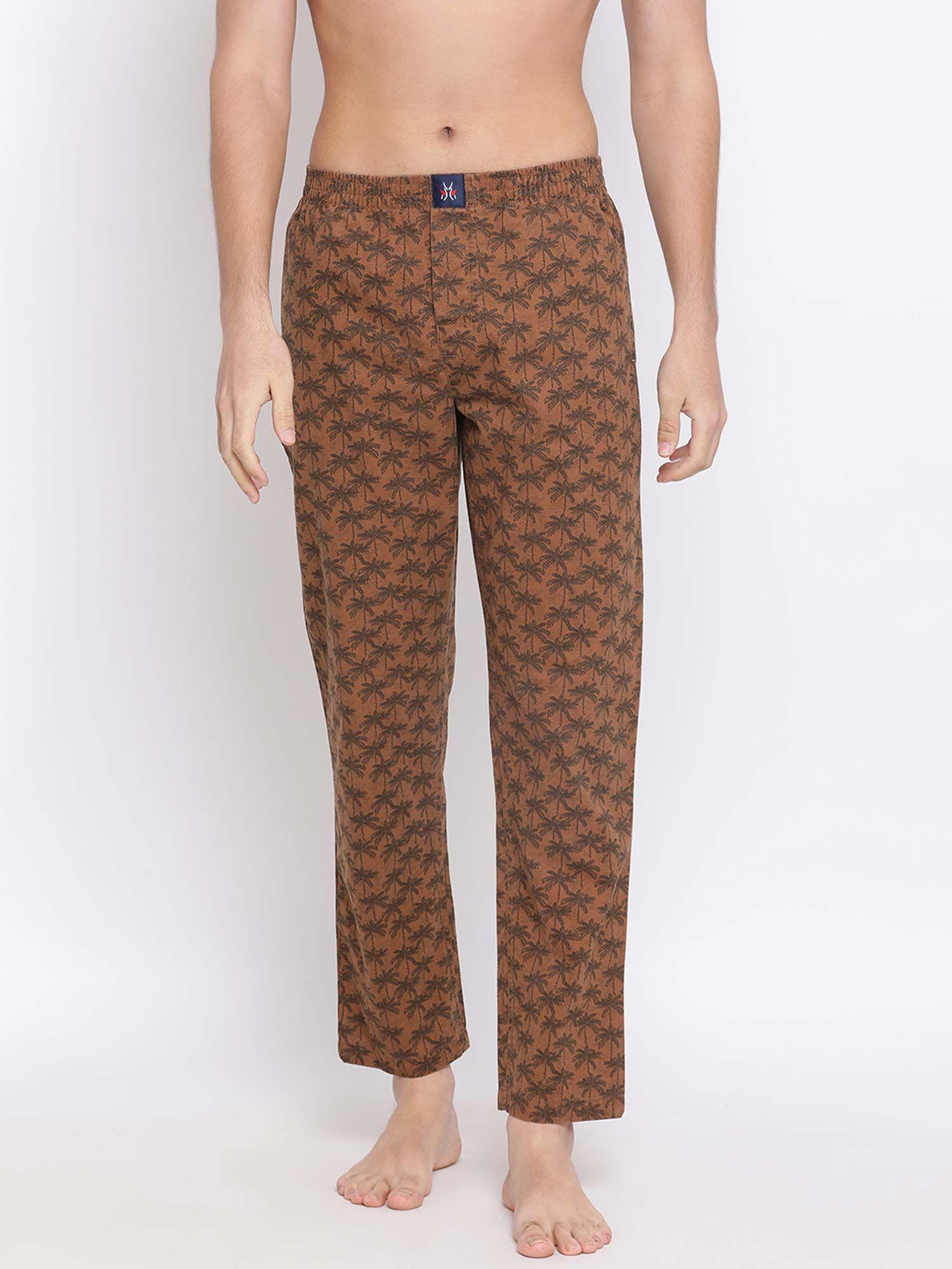 men brown printed lounge pants