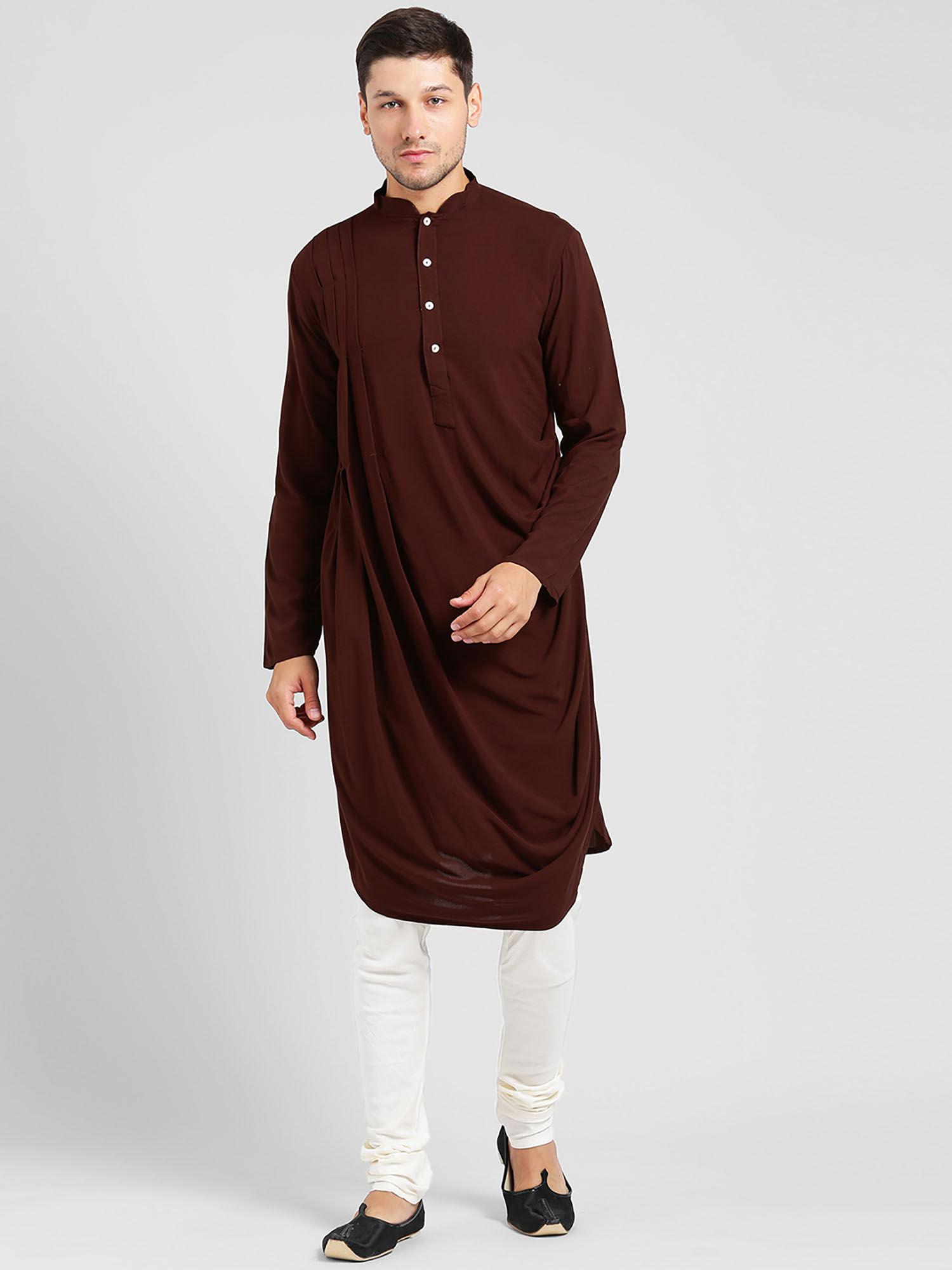 men brown rayon kurta