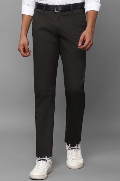 men brown regular fit textured casual trousers