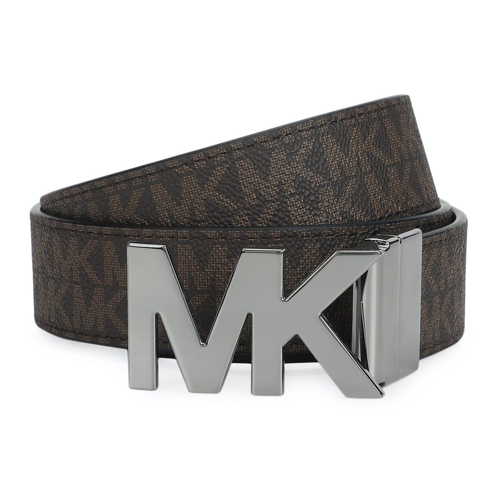 men brown reversible belt with plaque buckle