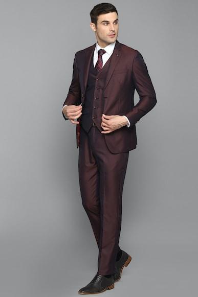 men brown slim fit solid formal three piece suit