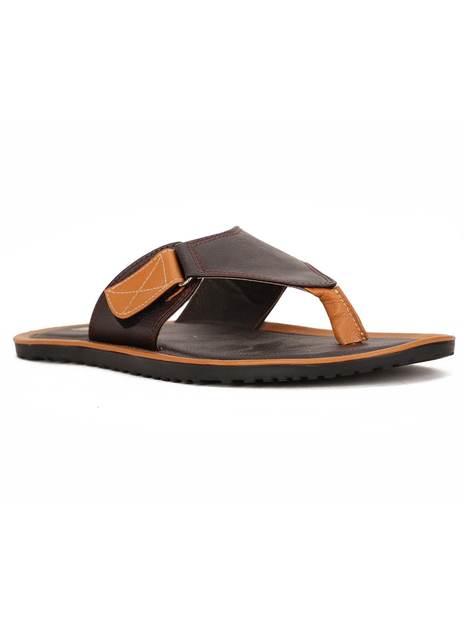 men brown slip-on flipflops