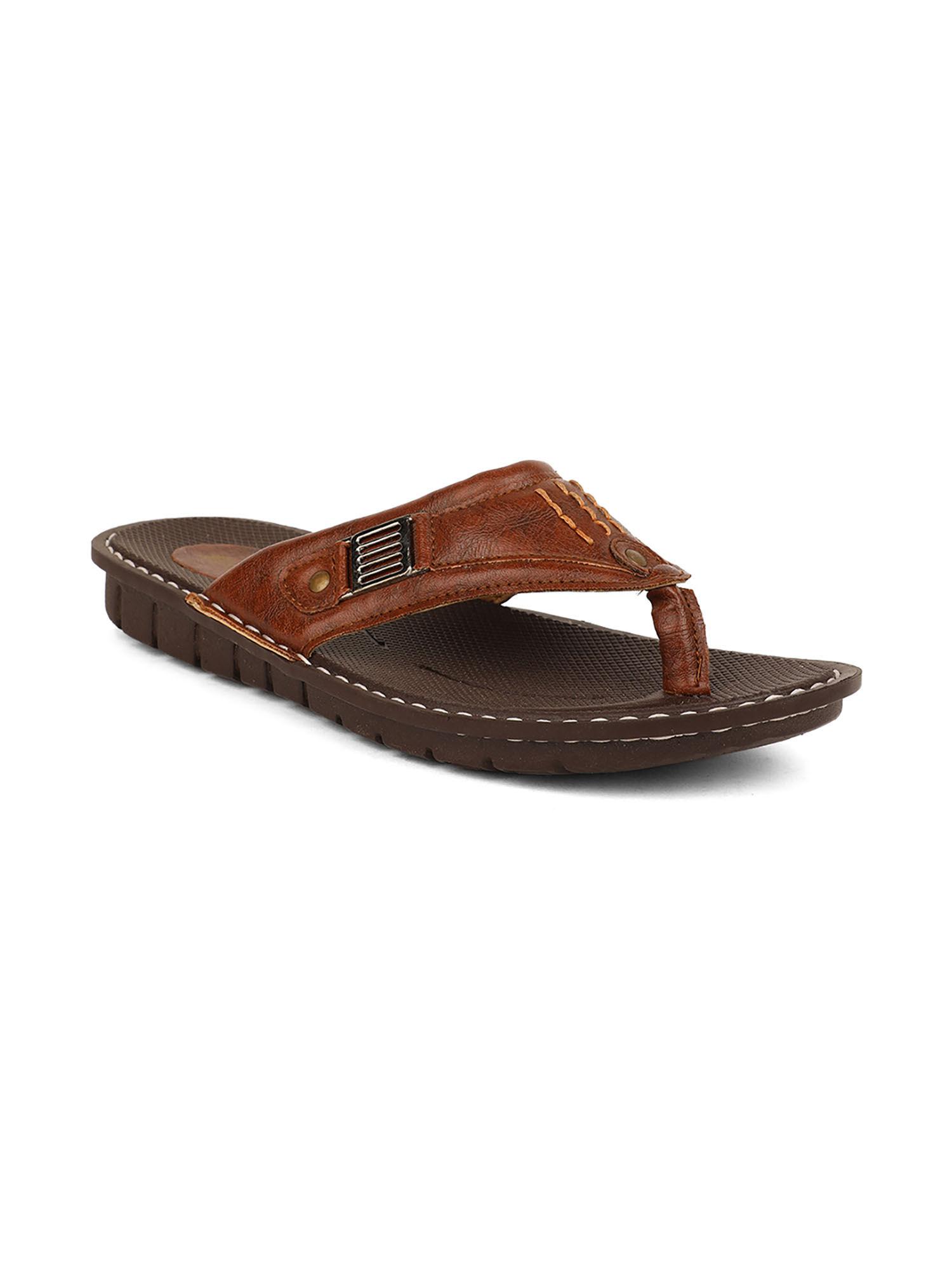 men brown slip on flipflops