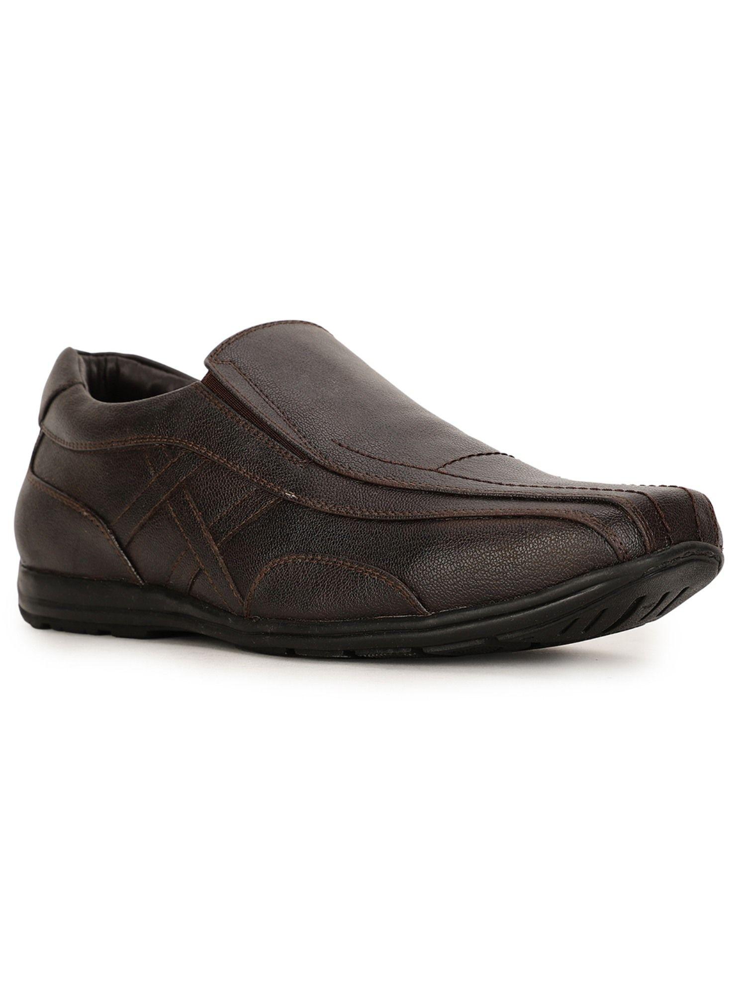 men brown slip-on formal shoes
