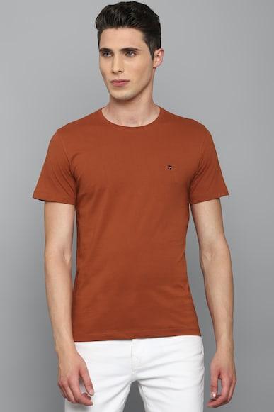 men brown solid crew neck t-shirt