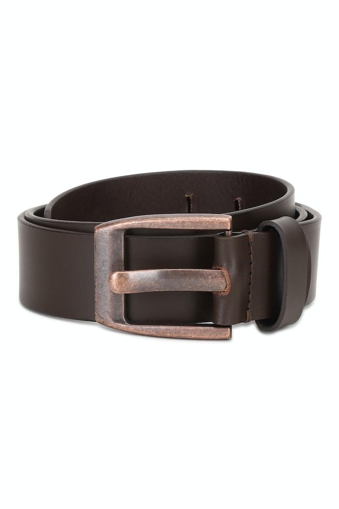 men brown solid leather belt