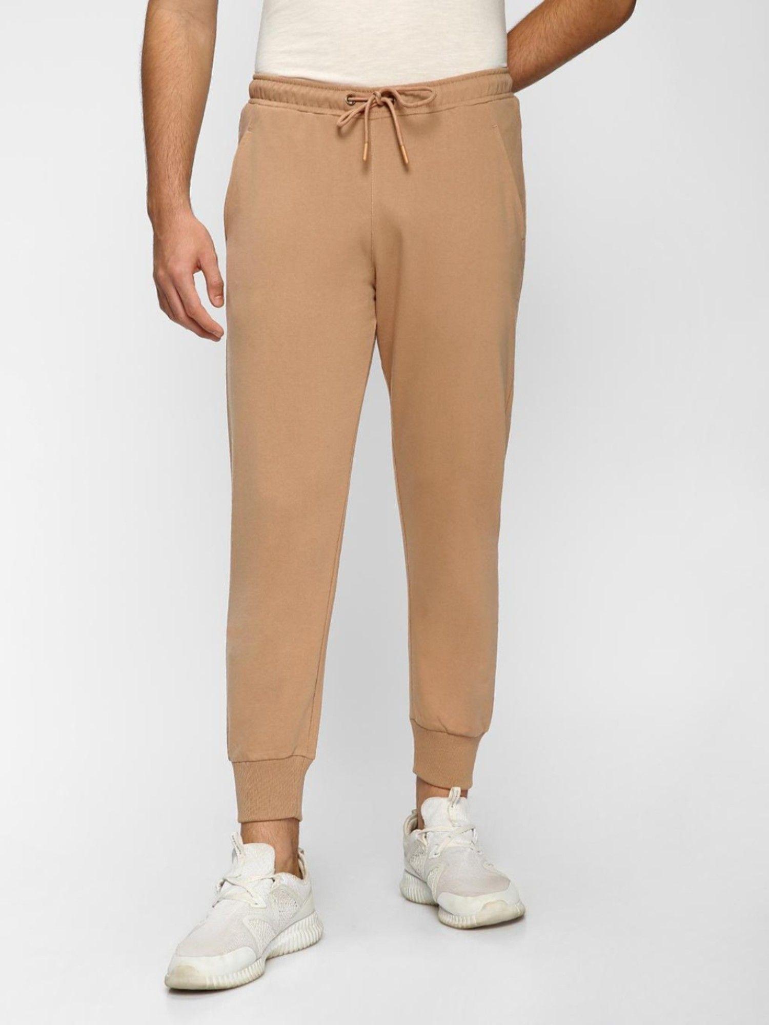 men brown solid oversized jogger