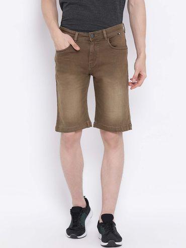 men brown solid shorts