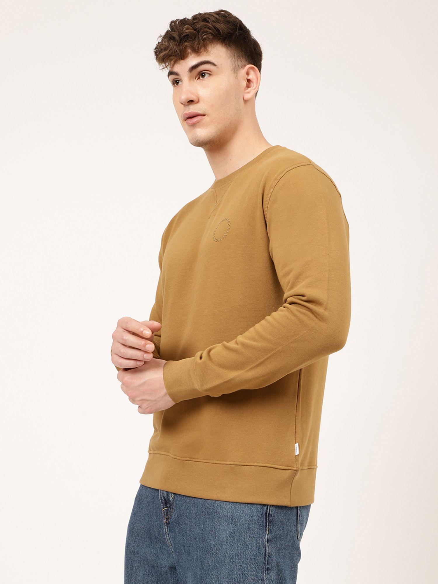 men brown solid sweatshirt