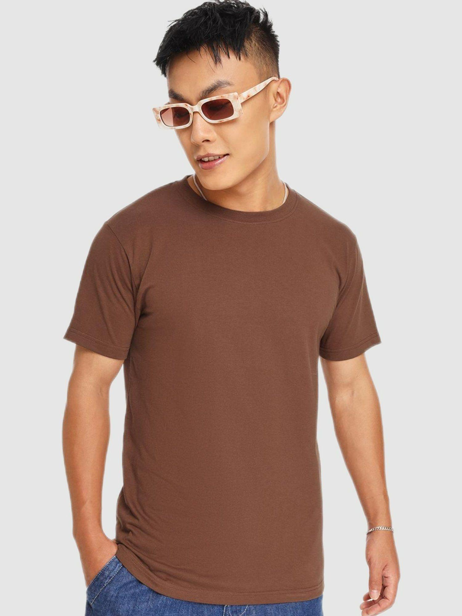 men brown solid t-shirt